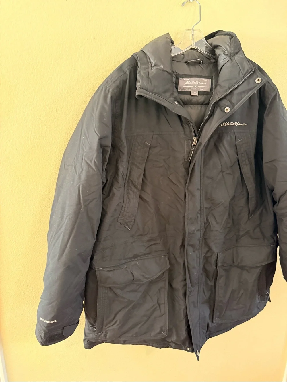 Eddie Bauer Black Men's Insulated Puffer Jacket with Hood down filled size xxl